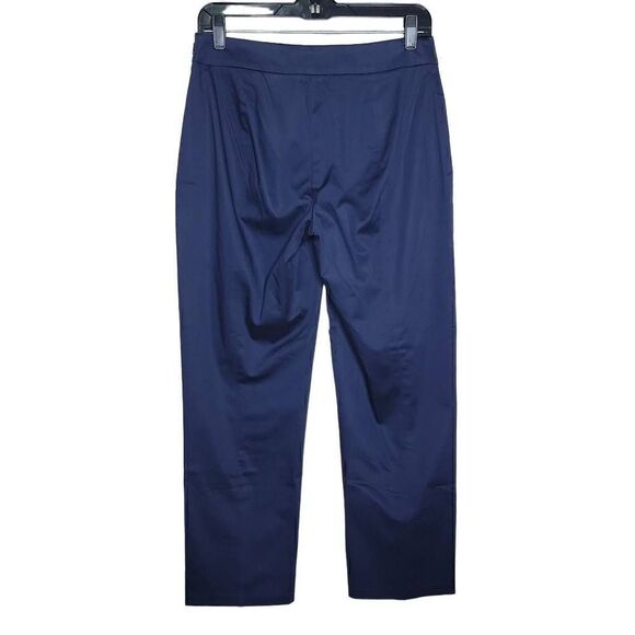 Talbots Curvy Cropped Side Zip Flat Front Cotton Pants Navy Blue 2 - Picture 3 of 10